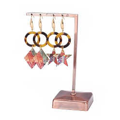 Red Copper Iron Earring Displays, Jewelry Display Rack, Jewelry Tree Stand, Red Copper, 7x12.2cm