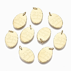 Настоящее золото 14K 304 подвески из нержавеющей стали, с прыжковых колец, овал со словом Има луч гребаного солнца, реальный 14 k позолоченный, 17.5x12.5x2 мм, Перейти кольцо: 5x0.8 мм, 3.4 мм внутренним диаметром