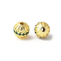 Зеленый Латунные микро проложить кубического циркония бусы, круглые, стойки покрытие, прочное покрытие, без кадмия и без свинца, зелёные, 7.5x8 мм, отверстие : 1.8 мм