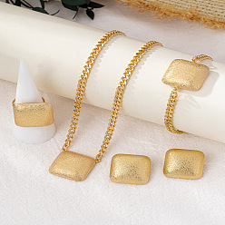 Золотой Квадратные браслеты из сплава, серьги, ожерелья и кольца для женщин, золотые, 400 мм
