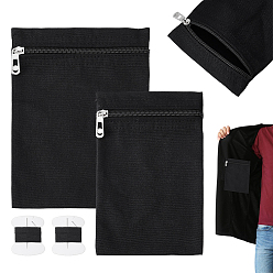 Черный 2шт. 2 варианты прямоугольных холщовых сумок для хранения с карманом на молнии, с швейными нитками и иглами, чёрные, 20~22x12~15.3x0.1~0.7 см, 1 шт / стиль