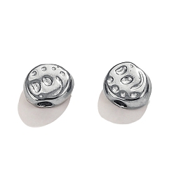 Нержавеющая Сталь Цвет 304 из нержавеющей стали бусы, плоско-круглые, цвет нержавеющей стали, 6.5x7x3.5 мм, отверстие : 1.8 мм