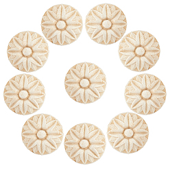 Bois Solide 12 Applique décorative en bois sculpté (pièces), fleur centrale longue applique, pour porte armoire lit non peint décor style européen, burlywood, 33x9.5mm