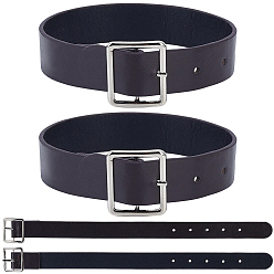 Coconut Brown 4Pcs PU Leather Armband, Cuff Belt, with Zinc Alloy Buckles, Coconut Brown, 410x25~33x2.5~7mm