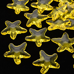 Gelb Transparente Acryl Perlen, Stern, Gelb, 28.5x29.5x7.5 mm, Bohrung: 1.8 mm, ca. 189 Stk. / 500 g