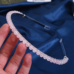 Розовый Кварц Резинки для волос из натурального розового кварца, металлический обруч для волос, для женщин девушек, 150x130x6 мм