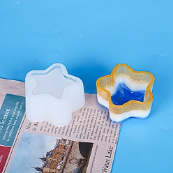 White DIY Flower Pot Silicone Molds, Resin Casting Molds, For UV Resin, Epoxy Resin Jewelry Making, Star, White, 65x65x35mm, Inner Diameter: 50x56mm