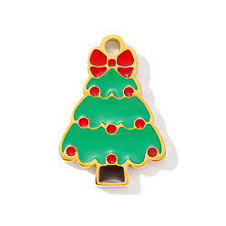 Зеленый лайм 304 нержавеющей стальной эмали подвески, елочные прелести, ионное покрытие (ip), реальный 18 k позолоченный, зеленый лайм, 16x11 мм