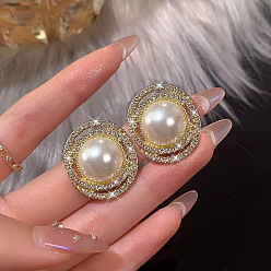 Oval Серьги-гвоздики из искусственного жемчуга, белые, овальные