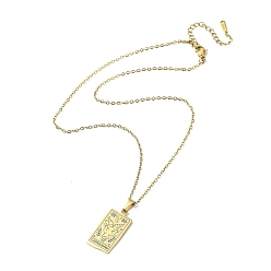 Capricorn Rectangle with Twelve Constellations Pendant Necklaces, 304 Stainless Steel Cable Chains Necklaces, Golden, Capricorn, 15.98 inch(40.6cm)