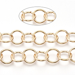 Light Gold Роло железа цепи, отрыгивающая цепь, несварные, с катушкой, золотой свет, ссылка: 15x1.8 mm, около 39.37 футов (12 м) / рулон