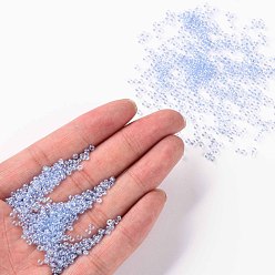 Light Steel Blue 12/0 Grade A Round Glass Seed Beads, Transparent Colours Lustered, Light Steel Blue, 12/0, 2x1.5mm, Hole: 0.3mm