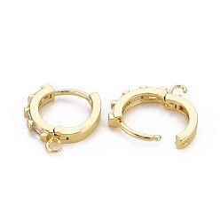 Real 18K Gold Plated Brass Huggie Hoop Earring Findings, with  Cubic Zirconia and Loop, Clear, Real 18K Gold Plated, 17x15x3mm, Hole: 1.6mm, Pin:0.7x1mm