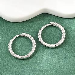 Platinum Brass Huggie Hoop Earrings, Lead Free & Cadmium Free, Rack Plating, Long-Lasting Plated, Platinum, 16x2mm