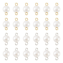 (52) Непрозрачная лаванда 40 шт. 2 цветные круглые подвески-соединители в форме ракушки и жемчуга, с 304 двойными петлями из нержавеющей стали, белые, золотые и нержавеющая сталь цвет, 15x8 мм, отверстие : 2 мм, 20 шт / цвет