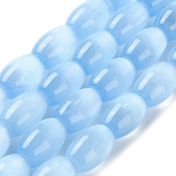 Светло-Голубой Нити натуральных селенитовых бусин цвета макарон, окрашенные, рис, Небесно-голубой, 12.5~13x8~8.5 мм, отверстие : 1.2 мм, около 31 шт / нитка, 15.35'' (39 см)