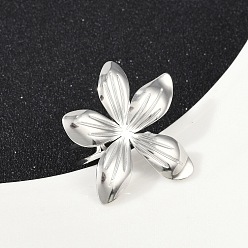 Нержавеющая Сталь Цвет 304 из нержавеющей стали манжеты кольца, цветок, цвет нержавеющей стали, 30x27.5 мм, внутренний диаметр: 17 мм