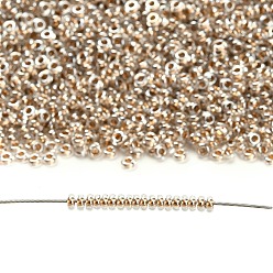 (989) Gilt Lined Crystal Toho 11/0 полукруглые бусины, японский бисер, (989) позолоченный кристалл, 2.2x0.9 мм, отверстие : 0.8 мм, около 78000шт./фунт(450г)