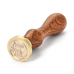 Word Brass Retro Wax Sealing Stamp, with Wooden Handle for Post Decoration DIY Card Making, Made with love, Word, 90x25.5mm