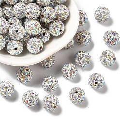 Белый Pave disco бусины, Бусины со стразами, полимерная глина , класс А, круглые, хрусталь AB, горный хрусталь: стр 13 (1.9~2 мм), 6 ряды страз, 10 мм, отверстие : 1.5 мм