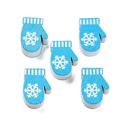 Palm Деревянные бусины с рождественским принтом, окрашенные, ладонь, 16.5x12.5x6 мм, отверстие : 2 мм