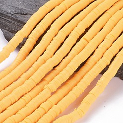 Золотистый Плоские круглые бусины из глины ручной работы полимерные, диск хейши бусины для гавайских серег браслет ожерелья ювелирных изделий, золотые, 8x0.5~1 мм, отверстие : 2 мм, около 380~400 шт / нитка, 17.7 дюйм