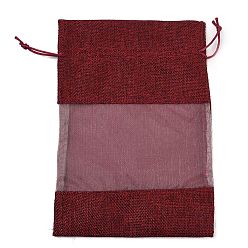 Темно-Красный Пакеты для упаковки в хлопок, шнурок сумки, с лентами из органзы, темно-красный, 23x16x0.35 см