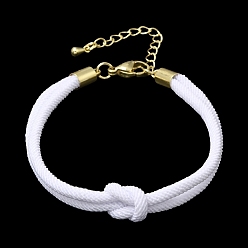 White 3MM Round Nylon Braided Cord Bracelet Making, Knot, with Golden 202 Stainless Steel Lobster Clasp & Brass Finding, White, 6.69x0.39 inch(17x1cm)