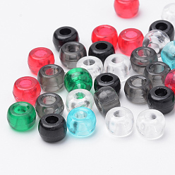 Mixed Color Transparent Plastic Beads, Column, Mixed Color, 9x6mm, Hole: 3.5mm, about 1780pcs/500g