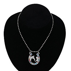 Платина Ожерелья с подвеской в виде лошади из сплава со стразами для детей, платина, 19.69 дюйм (50 см)