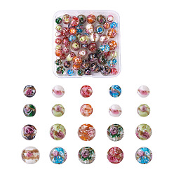 (52) Непрозрачная лаванда Бусины ручной работы бусины золотого песка, со цветком внутри , круглые, разноцветные, 70 шт / коробка