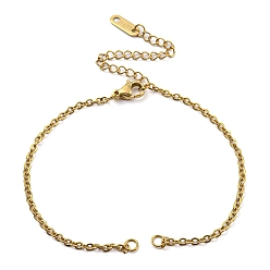 Золотой 304 изготовление браслетов из тросовых цепочек из нержавеющей стали, с застежками-карабинами и удлинителями цепочек, золотые, 7 дюйм (17.7 см), отверстие : 2.5 мм