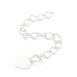 Серебро Латунь заканчивается цепью, долговечный, сердце, серебряные, 55 мм