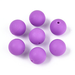 Средняя Орхидея Пищевые экологически чистые силиконовые бусины, круглые, средне орхидеи, 14~15 мм, отверстие : 2 мм