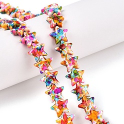 Оранжевый С напылением окрашенные синтетические бирюзовые бусинки, окрашенные, звезда, оранжевые, 10~10.5x11.5x4 мм, отверстие : 1 мм, около 43 шт / нитка, 14.88'' (37.8 см)