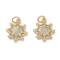 Золотой Латунные микро проложить кубического циркония подвески, звезды прелести, стойки покрытие, долговечный, без кадмия и без свинца, золотые, 15x13x4 мм, отверстие : 3 мм