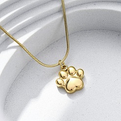 Золотой 304 ожерелья из нержавеющей стали с отпечатком собачьей лапки для женщин, вакуумное покрытие pvd, золотые, 17.72 дюйм (45 см)