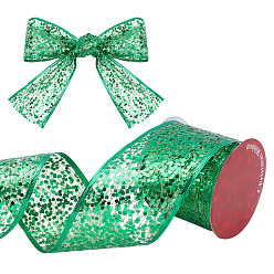Зеленый лайм Блестящая полиэстеровая сетчатая лента с пайетками, для украшения костюма, украшение подарка, зеленый лайм, 2-1/2 дюйм (63 мм), около 9.84 ярдов (9 м) / рулон