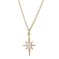Золотой Подвеска в виде звезды из латуни и стекла 304 Женские ожерелья из нержавеющей стали с цепочкой, белые, золотые, 15.43 дюйм (39.2 см)