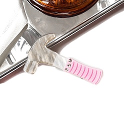 Бледно-Розовый Симпатичная заколка для волос из акрила со стразами, розовый жемчуг, 55x20 мм