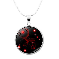 Рак Стеклянное колье-подвеска в виде созвездия с латунными цепочками в виде змей, рак, 16.54 дюйм (42 см)