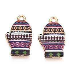 Фиолетовый Подвески из сплава с зимним принтом, без кадмия, без никеля и без свинца, перчатки, фиолетовые, 19.5x11.5x2.5 мм, отверстие : 1.8 мм