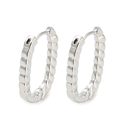 Platino Pendientes de aro de latón, giro ovalada, Platino, 23.5x2.8 mm