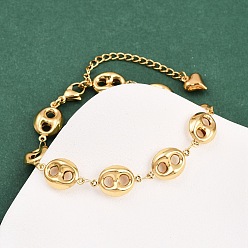 Золотой 304 браслеты-цепочки из нержавеющей стали в виде кофейных зерен, золотые, 7-7/8 дюйм (19.9 см)