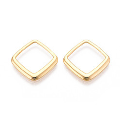 Настоящее золото 18K Латунные подвески, без никеля , квадратный, реальный 18 k позолоченный, 19x19x1.5 мм