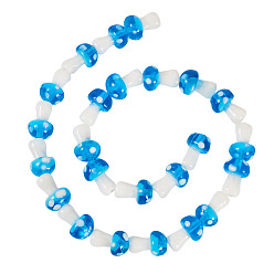 Темно-Голубой 1нити из бусин ручной работы в технике лэмпворк, гриб, глубокое синее небо, 11.5~14.5x9~11 мм, отверстие : 1 мм, о 25шт / цепи, 13.54 дюйм (34.4 см), 1 прядь / комплект