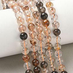 Herkimer Diamond Нити натуральных алмазных бусин херкимер, круглые, 6.5~7 мм, отверстие : 0.7 мм, около 57~60 шт / нитка, 15.16'' (38.5 см)