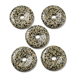 Dalmatian Jasper Natural Dalmatian Jasper Pendants, Donut/Pi Disc Charms, 50x6.5~7.5mm, Hole: 10mm