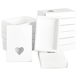 Белый Коробка для вывода крафт-бумаги, с окном в форме сердца, прямоугольные, белые, готовое изделие: 11.5x8x2 см