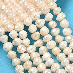 Фора Нити из натурального культивированного пресноводного жемчуга, картофель, оценка b+, оранжевые, 9~10 мм, отверстие : 0.5 мм, около 41 шт / нитка, 12.83~13.15'' (32.6~33.4 см)